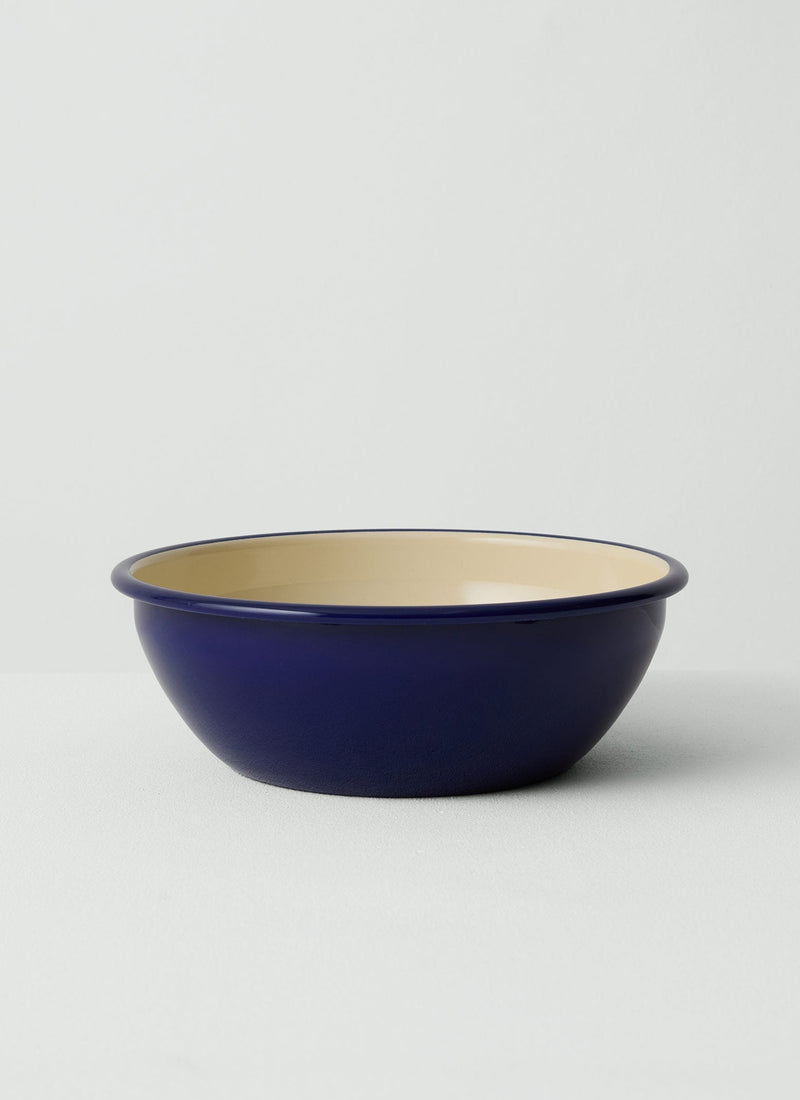 Enamel Salad Bowl | Cream/Blue
