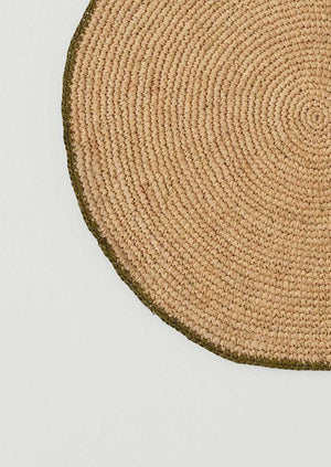 Contrast Edge Raffia Placemat | Natural/Olive