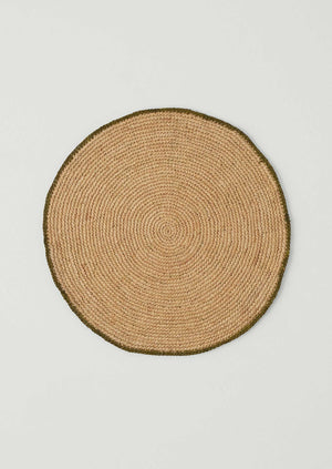 Contrast Edge Raffia Placemat | Natural/Olive