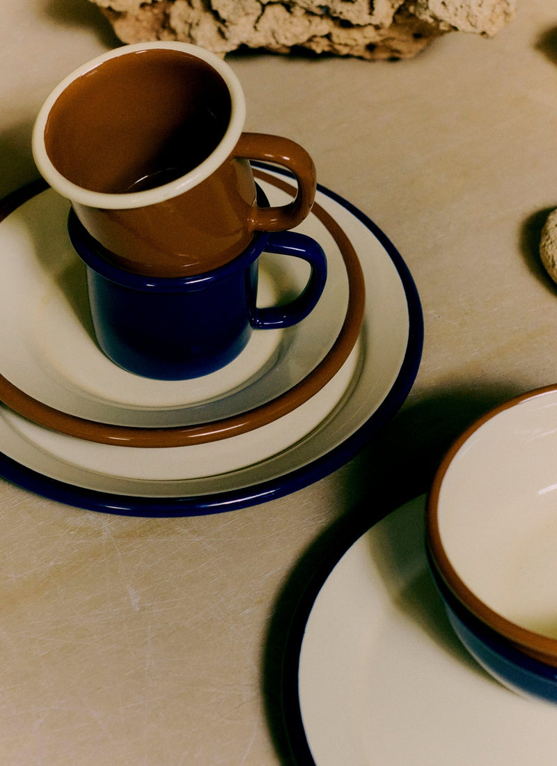 Enamel Picnic Bowl | Cream/Blue
