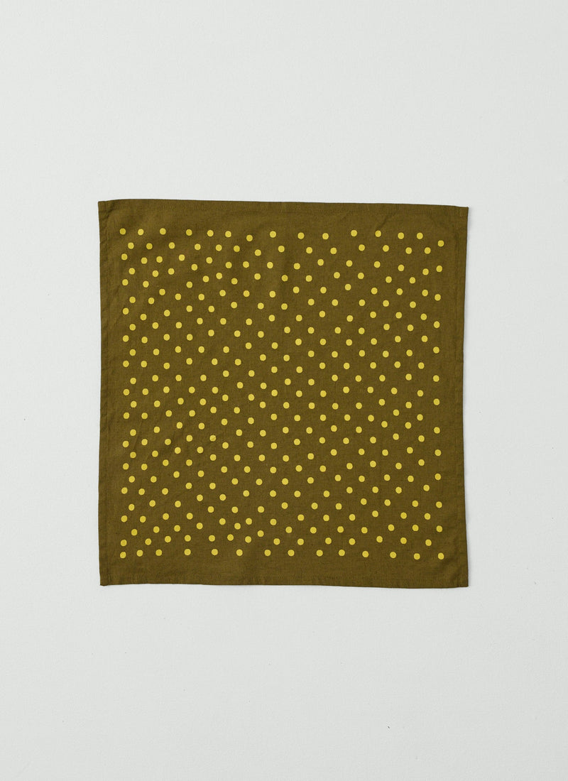 Dotty Print Cotton Linen Napkin | Olive/Lemon