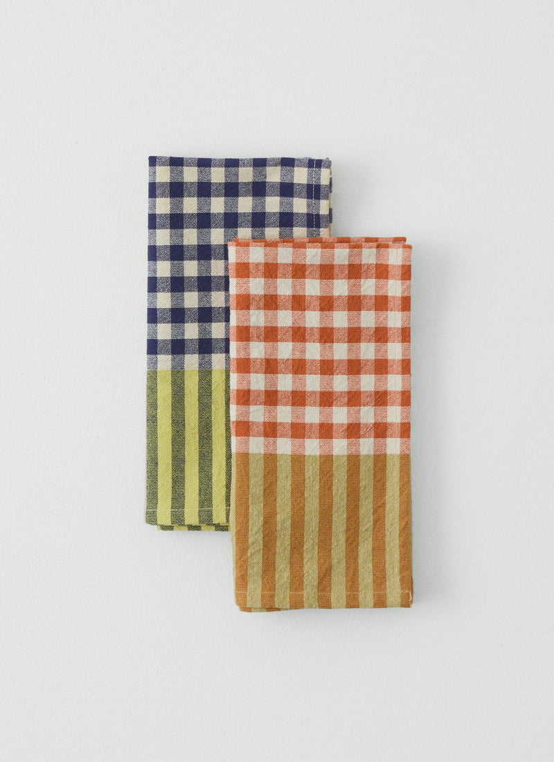 Hand Woven Siesta Check Napkin | Cobalt/Citrus