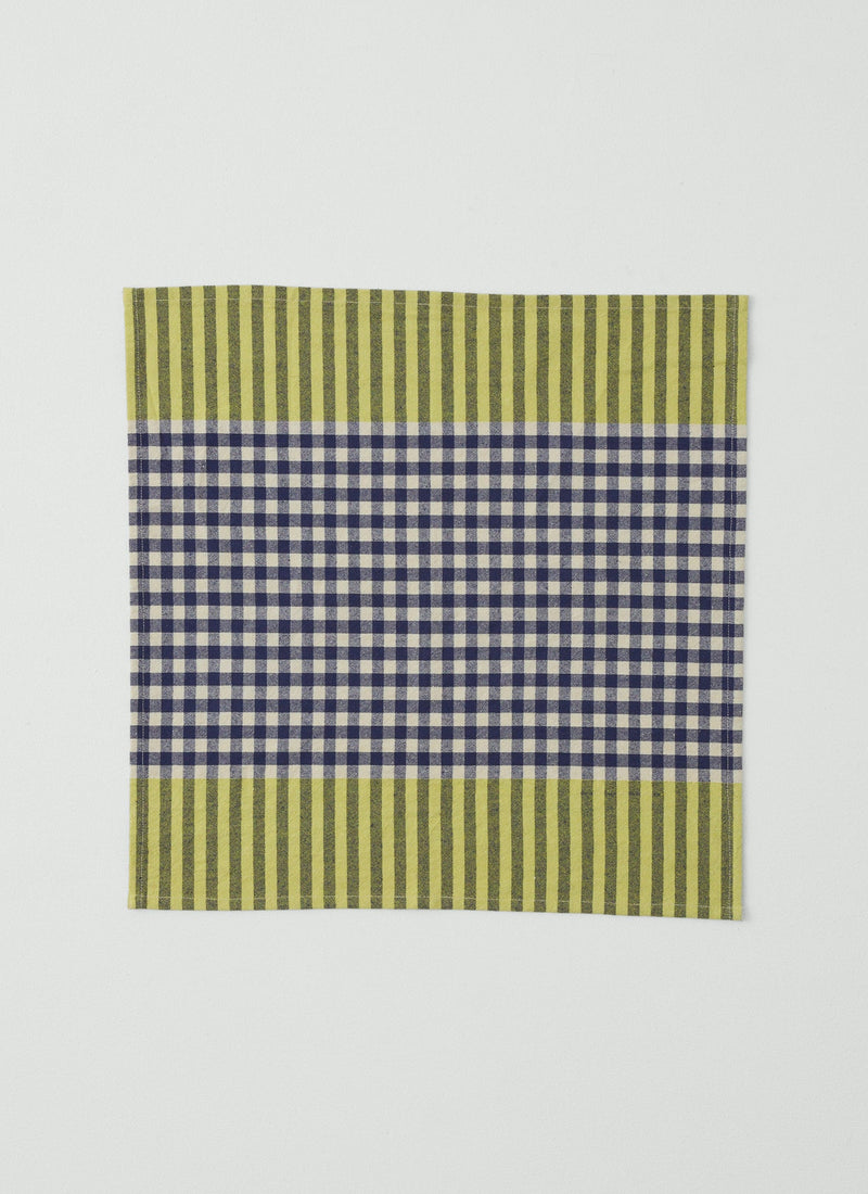 Hand Woven Siesta Check Napkin | Cobalt/Citrus