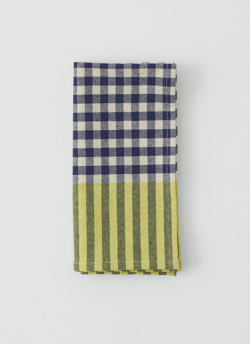 Hand Woven Siesta Check Napkin | Cobalt/Citrus