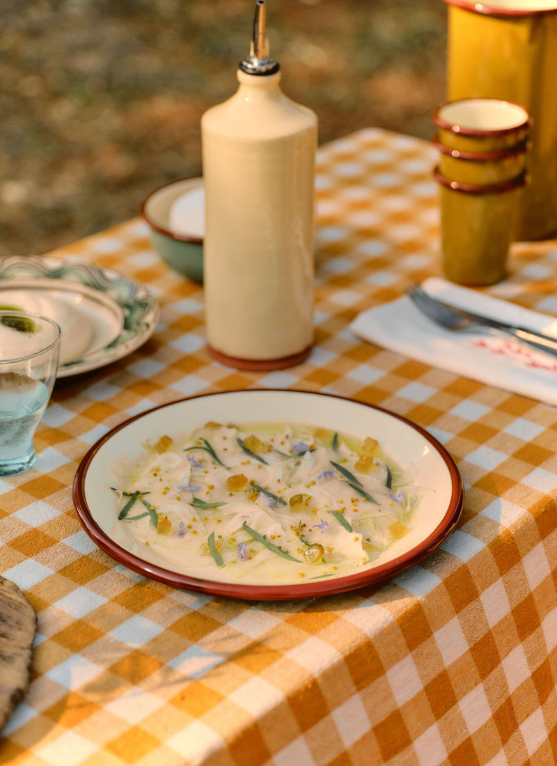 Contrast Rim Enamel Dinner Plate | Mint/Chestnut