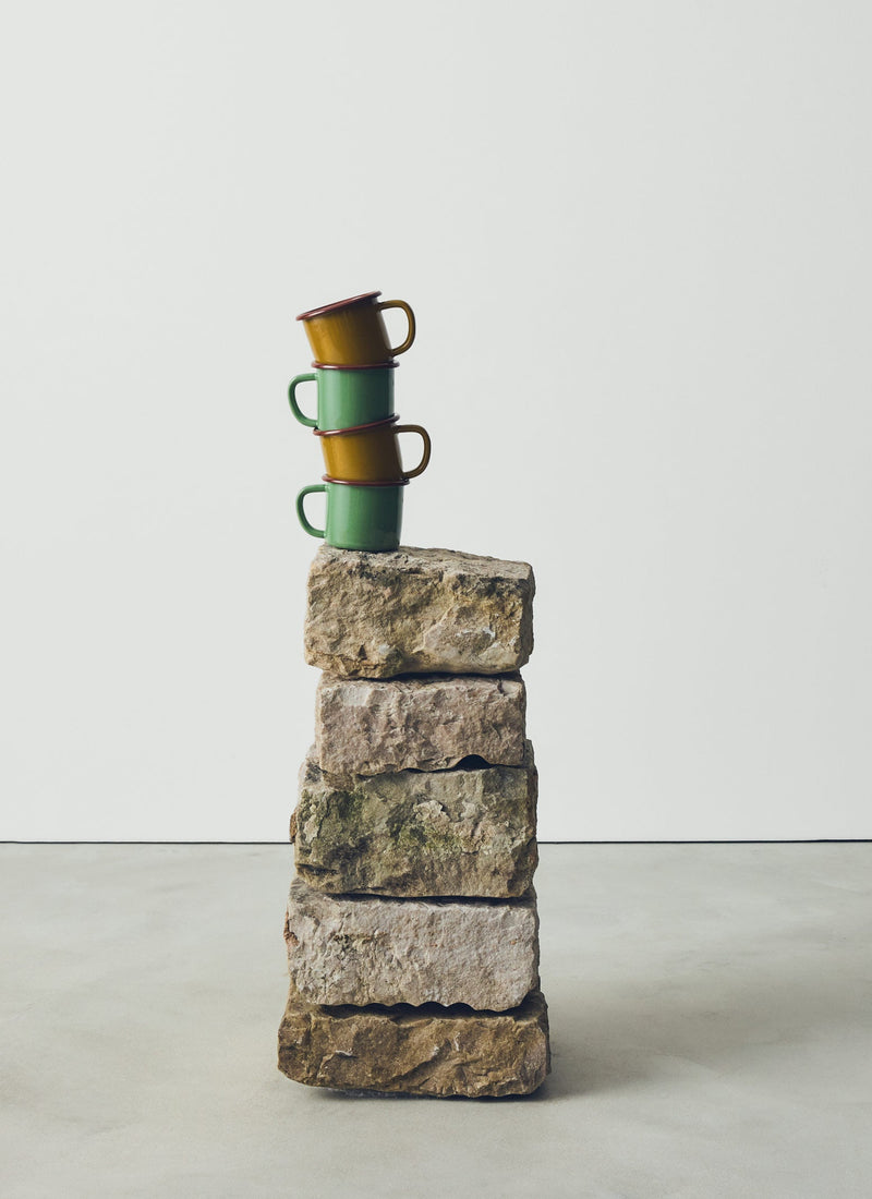 Contrast Rim Enamel Mug | Ochre/Chestnut