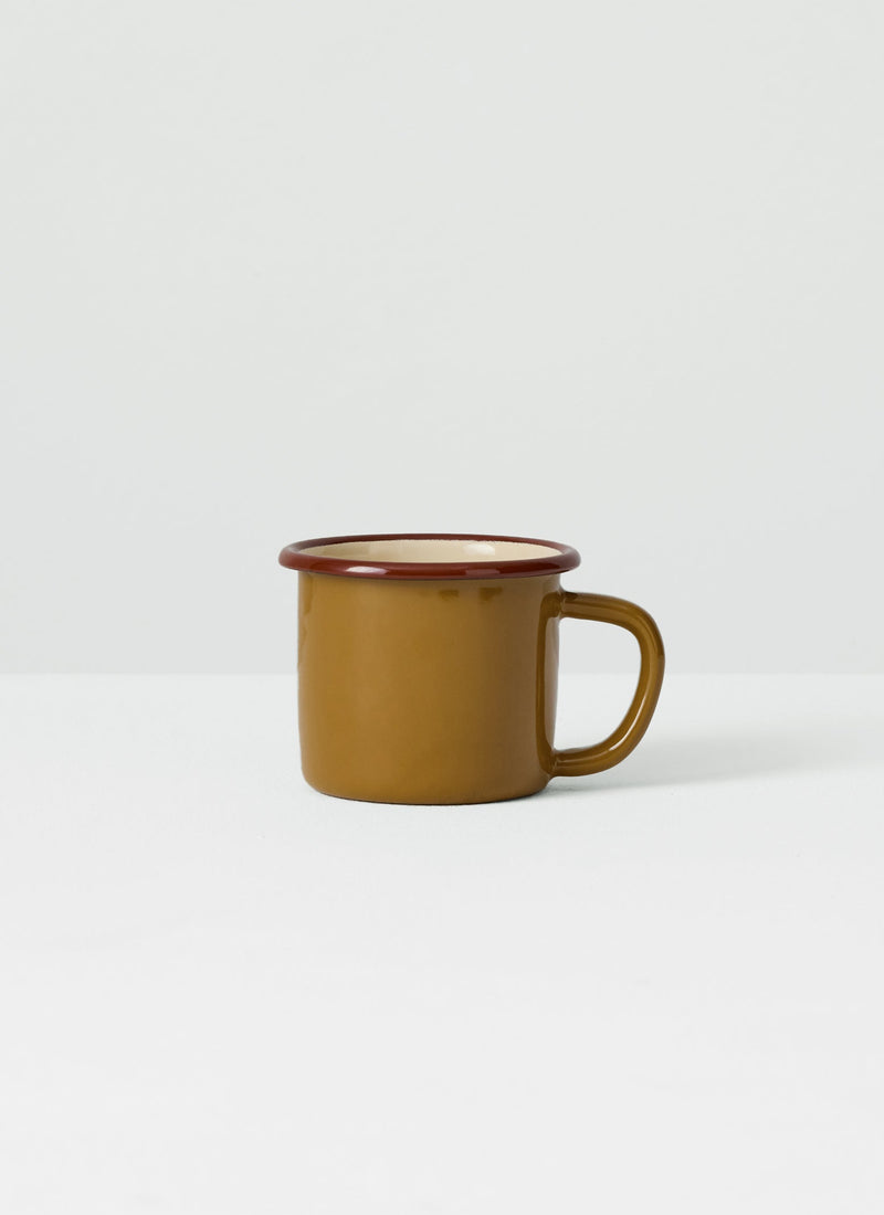 Contrast Rim Enamel Mug | Ochre/Chestnut