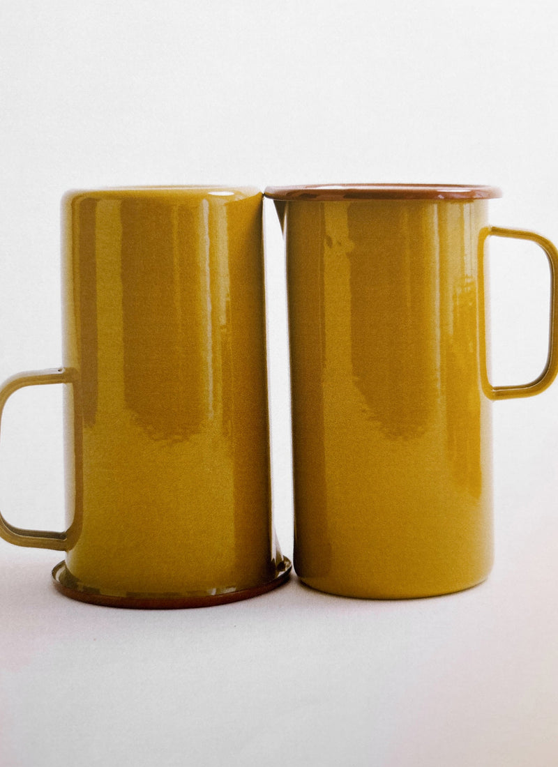 Contrast Rim Enamel Jug | Ochre/Chestnut