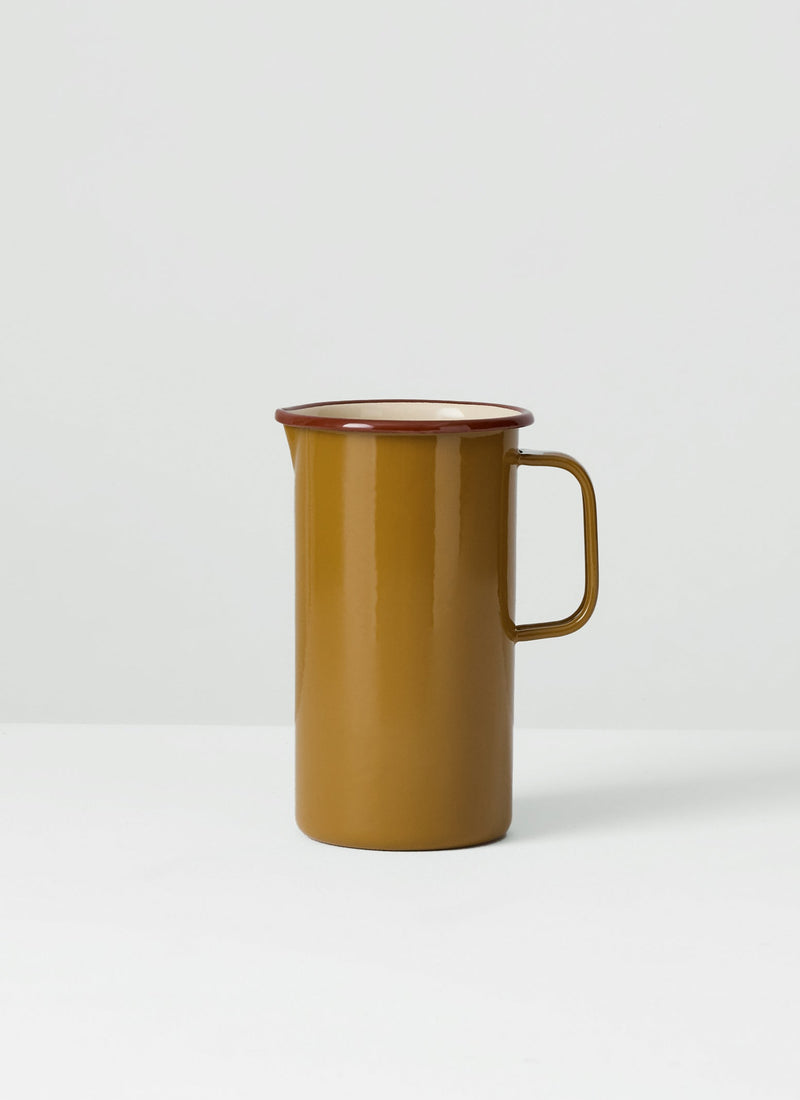 Contrast Rim Enamel Jug | Ochre/Chestnut