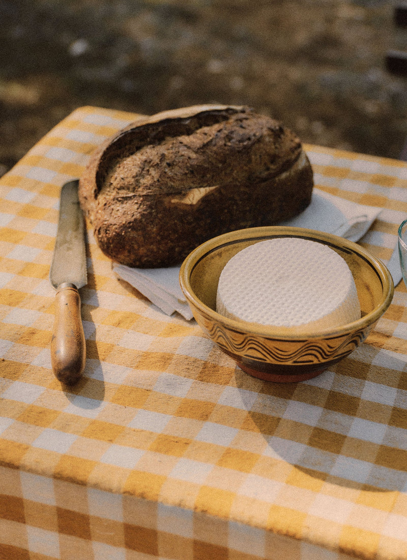 Orchard Check Linen Cotton Tablecloth | Mist/Cider