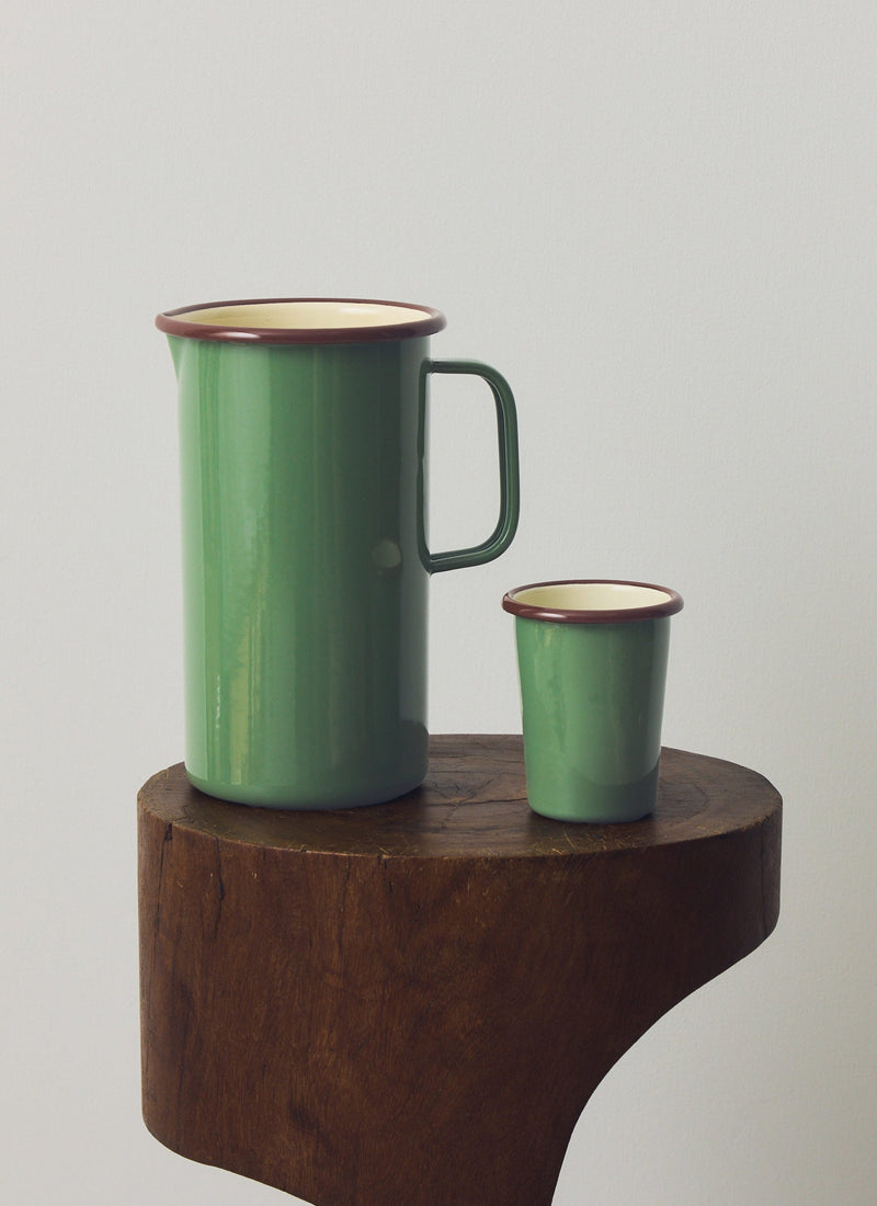 Contrast Rim Enamel Jug | Mint/Chestnut
