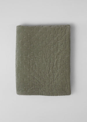 Hand Quilted Velvet Throw | Sage/Natural
