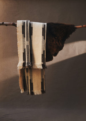 Bulgarian Wool Blanket | Ecru/Brown