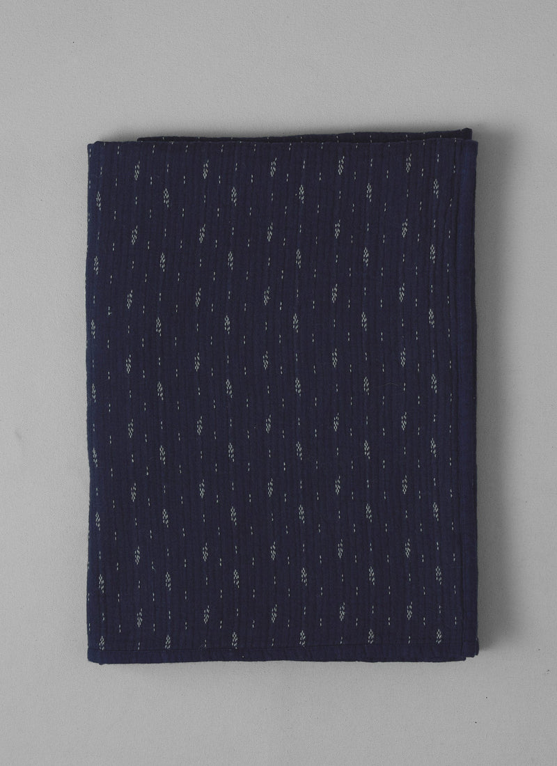 Dobby Stitch Cotton Throw | Indigo Blue