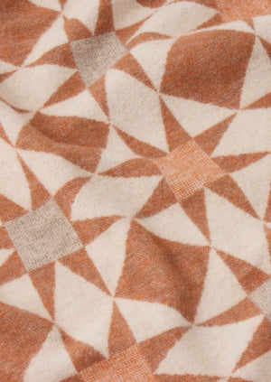 Jacquard Star Wool Blanket | Rust/Soft Peach