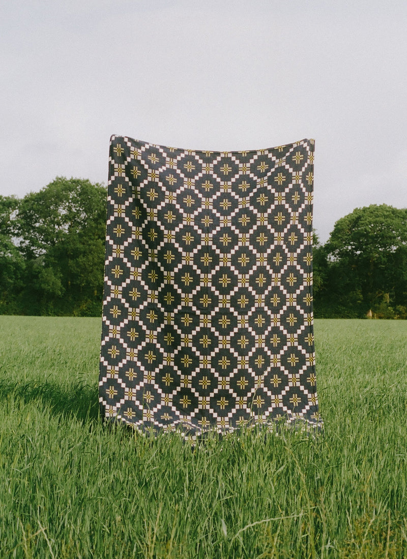 Melin Tregwynt Welsh Blanket | Midnight/Citrus