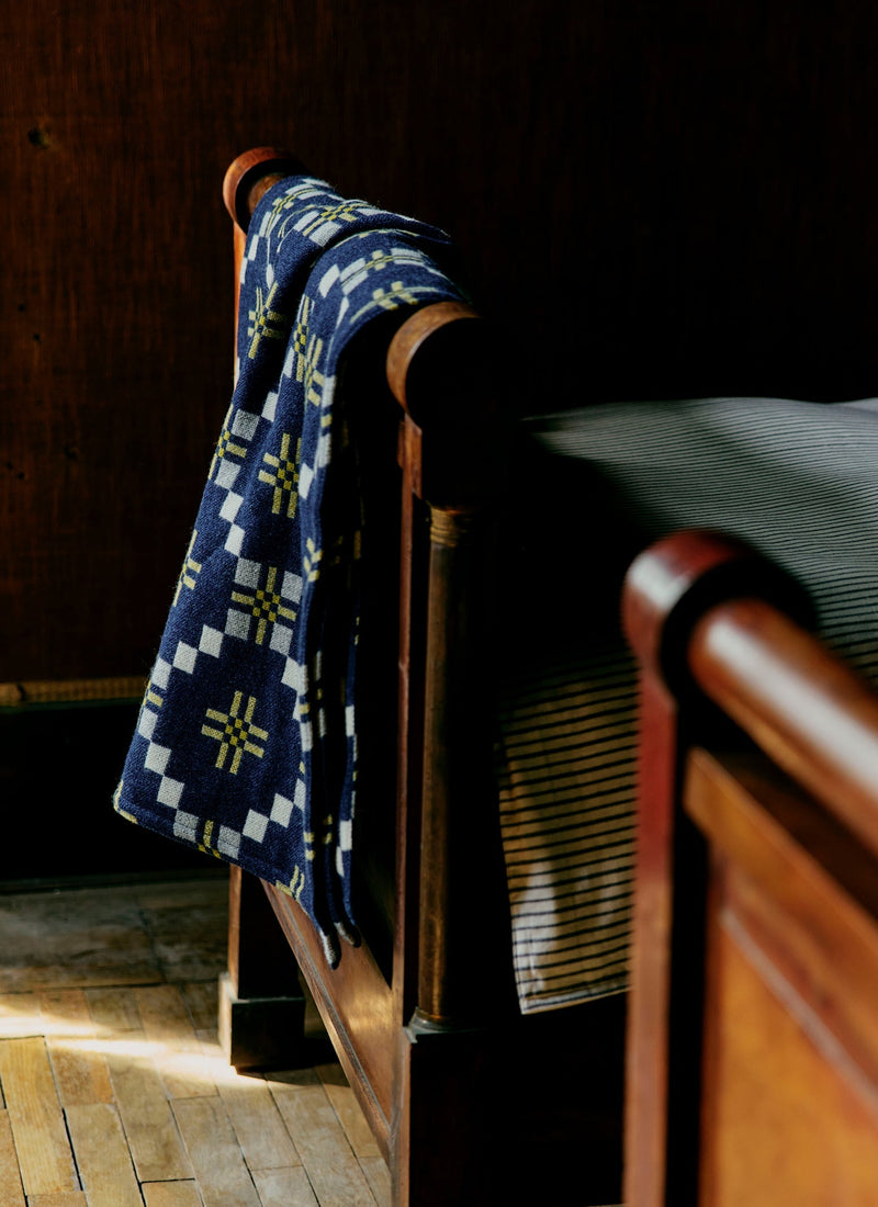 Melin Tregwynt Welsh Blanket | Midnight/Citrus
