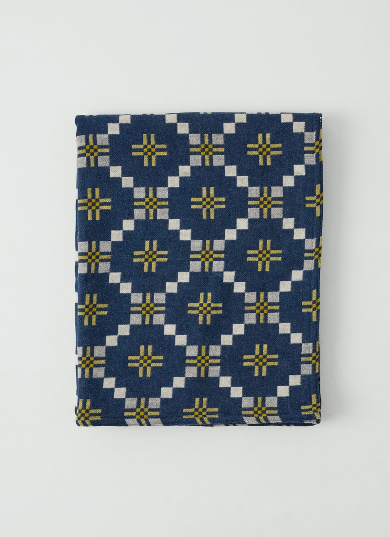 Melin Tregwynt Welsh Blanket | Midnight/Citrus