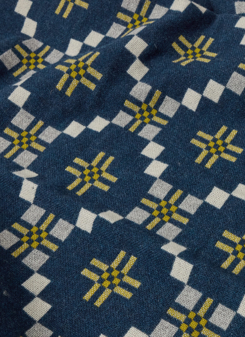 Melin Tregwynt Welsh Blanket | Midnight/Citrus