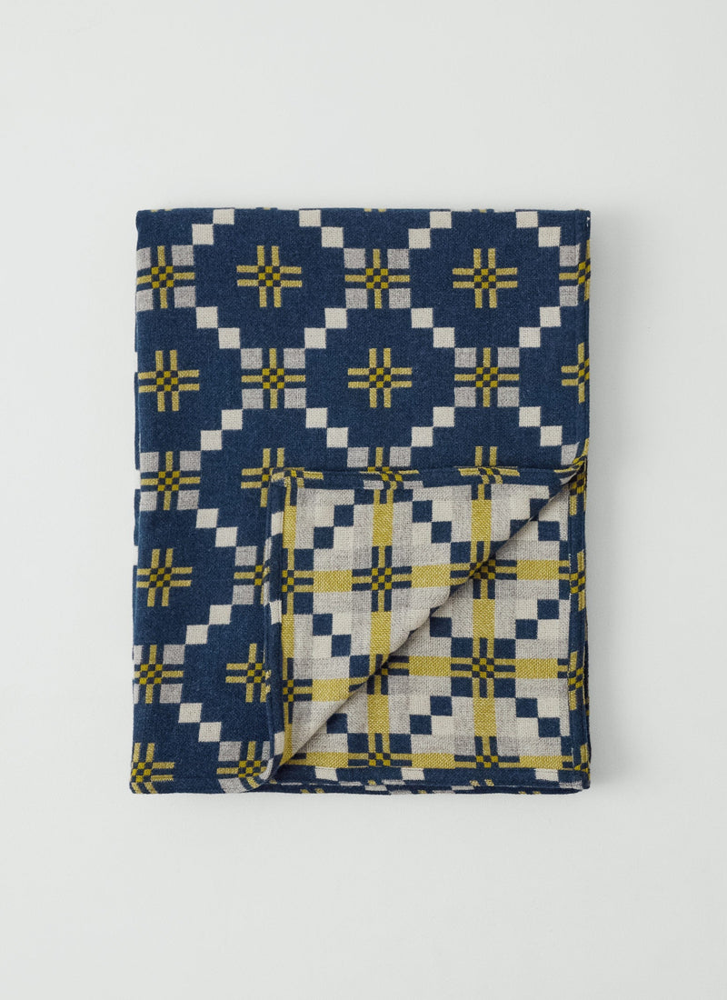 Melin Tregwynt Welsh Blanket | Midnight/Citrus