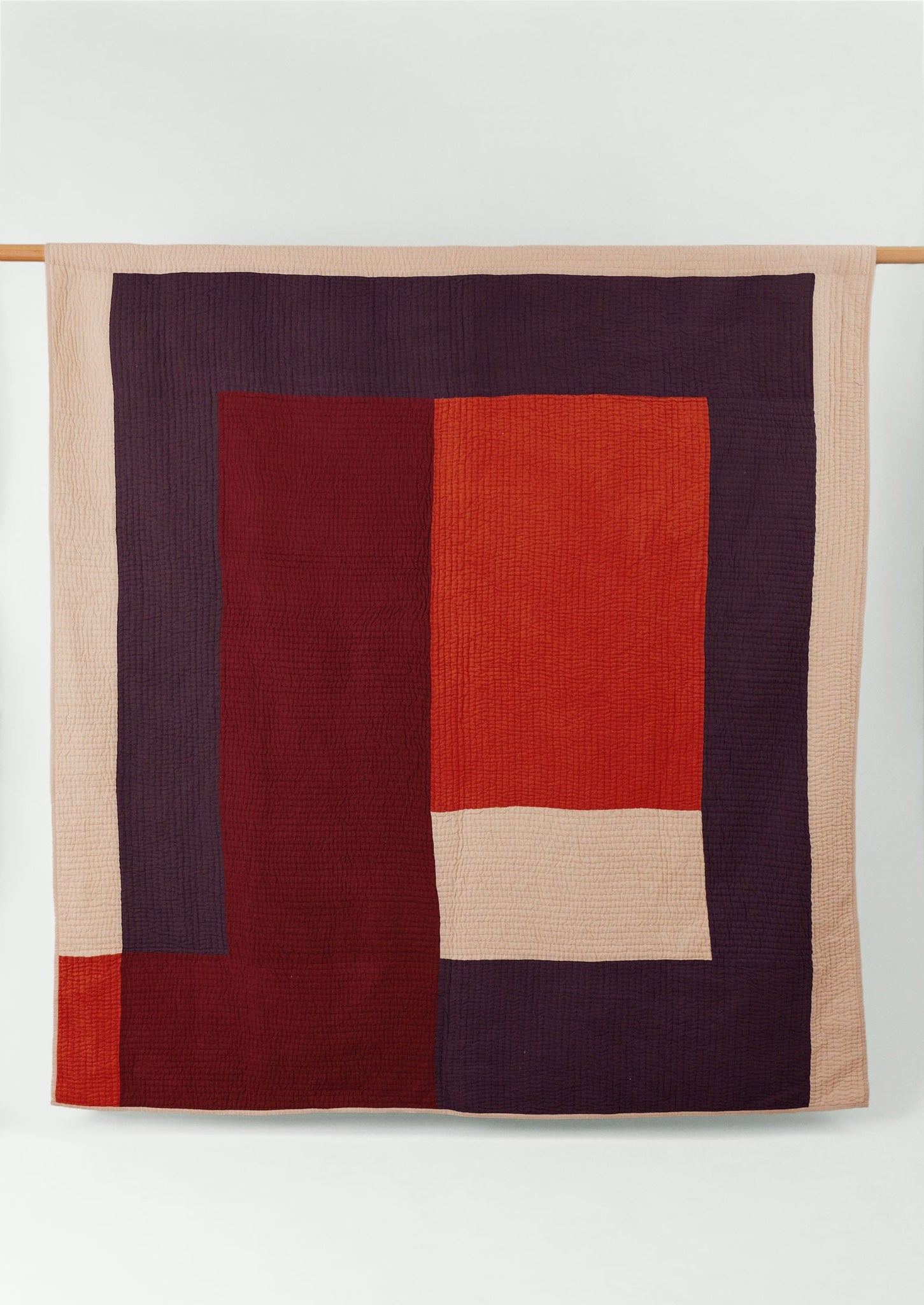 Colour Block Patchwork Quilt | Plum/Bright Coral