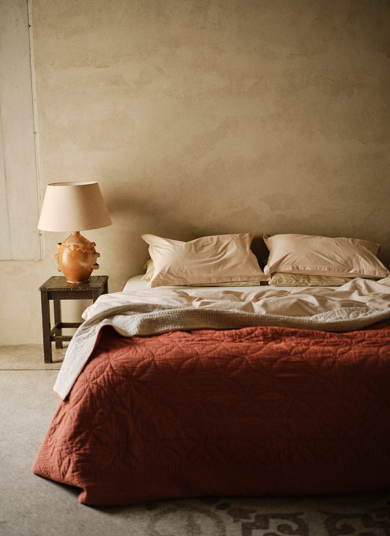 Soft Stripe Cotton Duvet Cover | Clay/Ecru