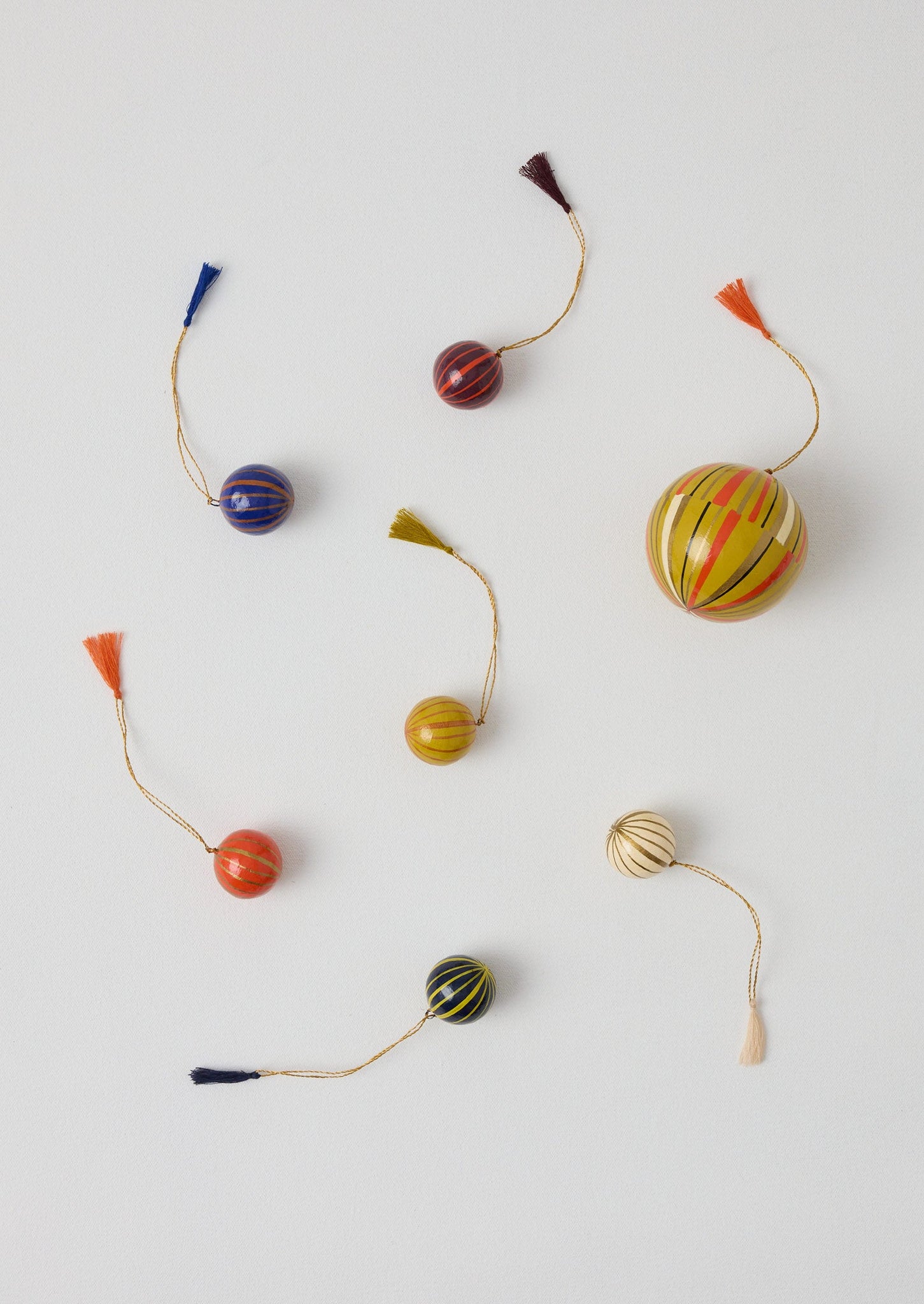 Striped Hand Painted Bauble | Antique Olive