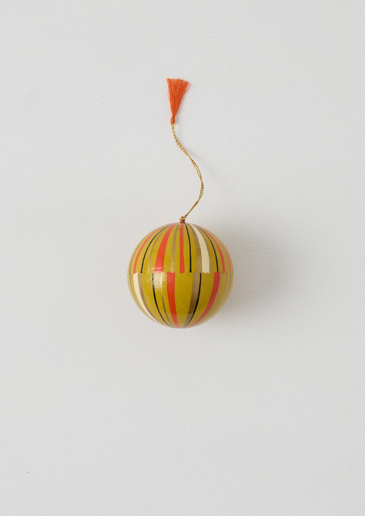 Striped Hand Painted Bauble | Antique Olive