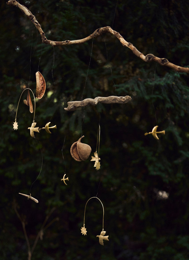 Hammered Metal Hanging Mobile | Brass