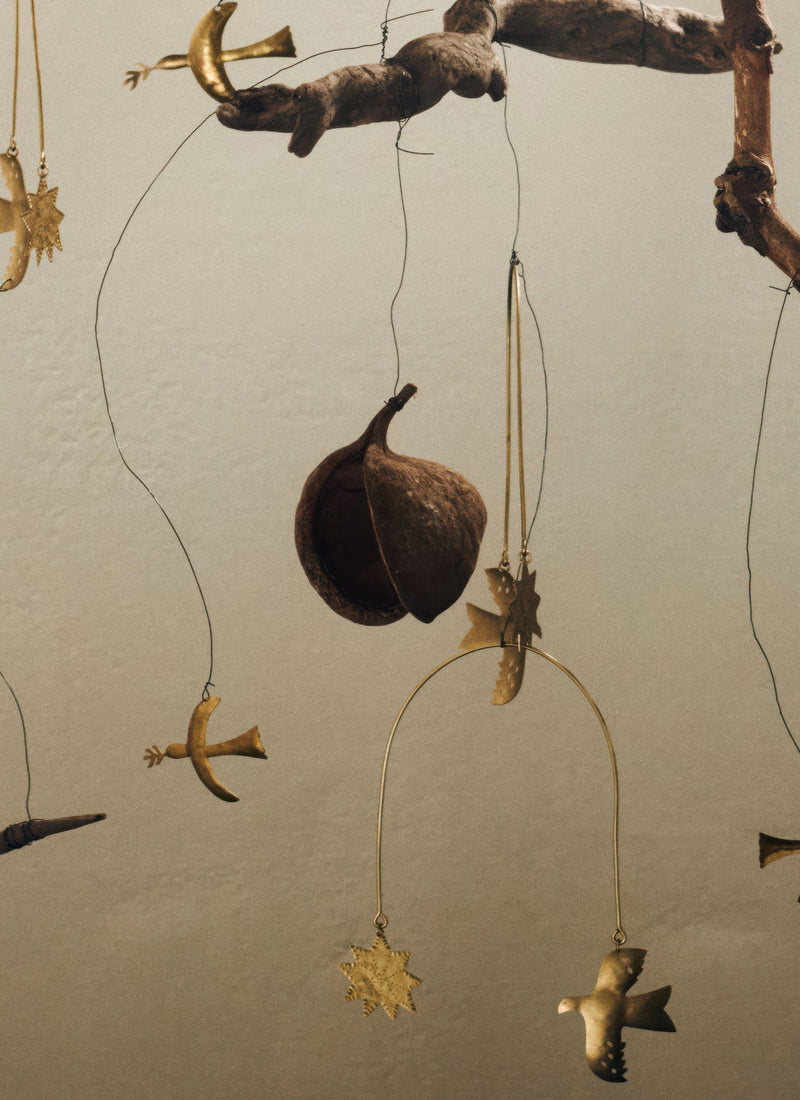 Hammered Metal Hanging Mobile | Brass
