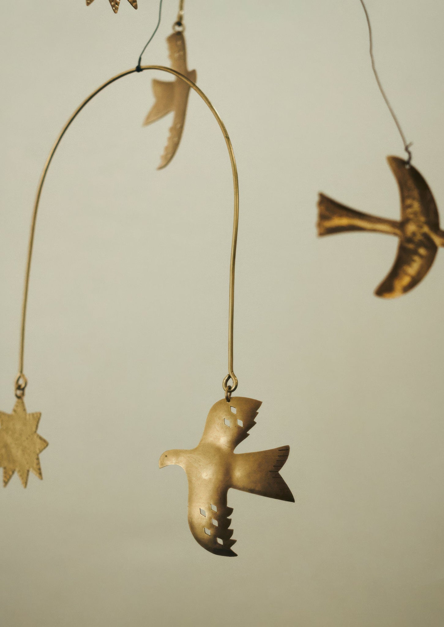 Hammered Metal Hanging Mobile | Brass