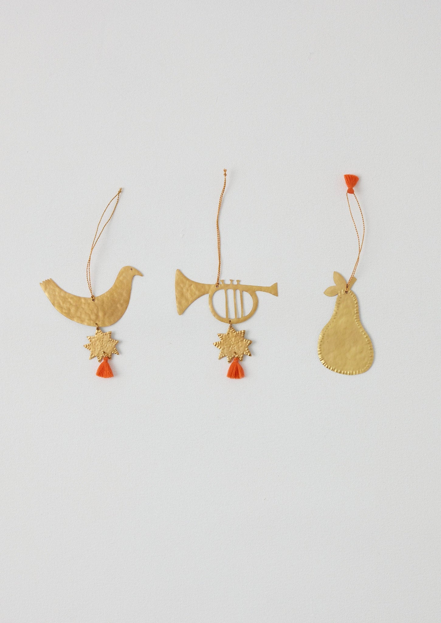 Hammered Metal Pear Decoration | Brass