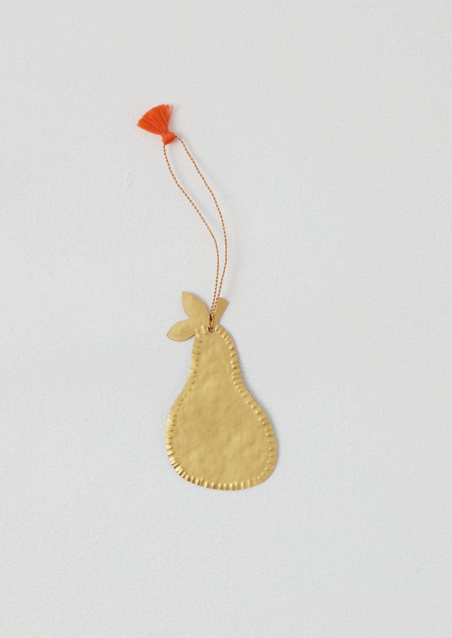 Hammered Metal Pear Decoration | Brass