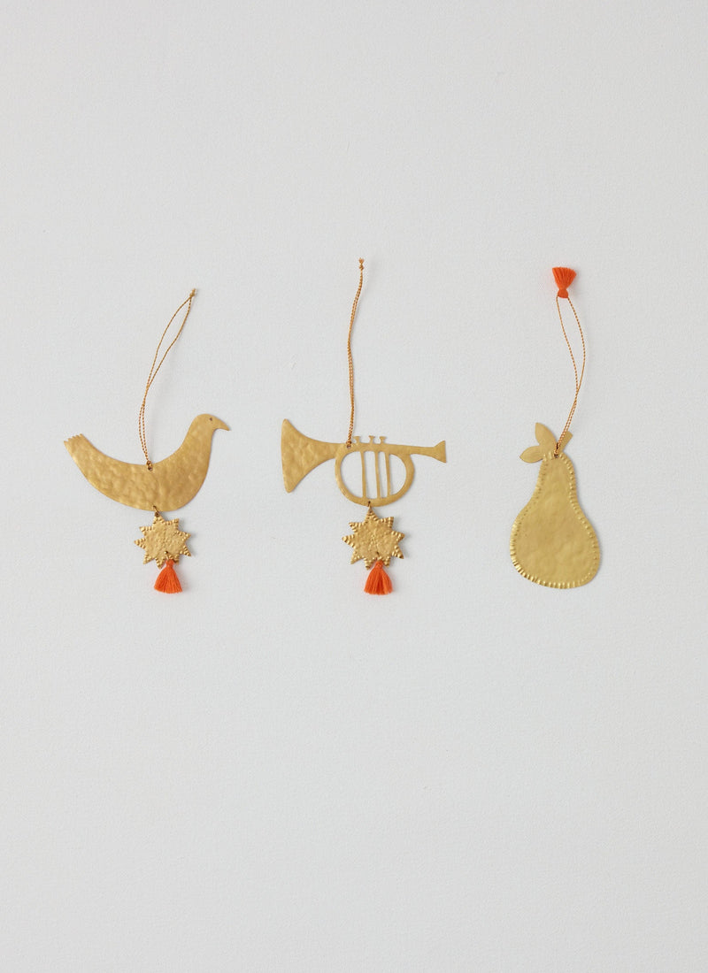 Hammered Metal Hen Decoration | Brass