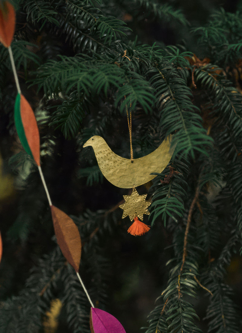 Hammered Metal Hen Decoration | Brass