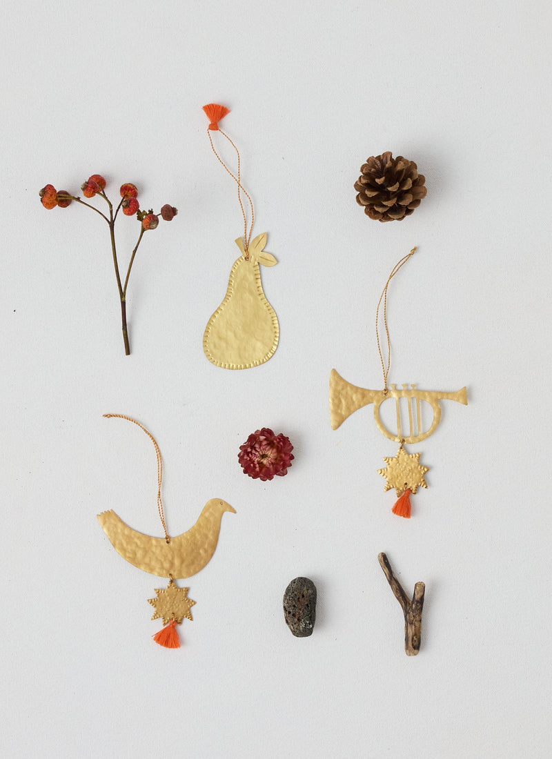Hammered Metal Hen Decoration | Brass