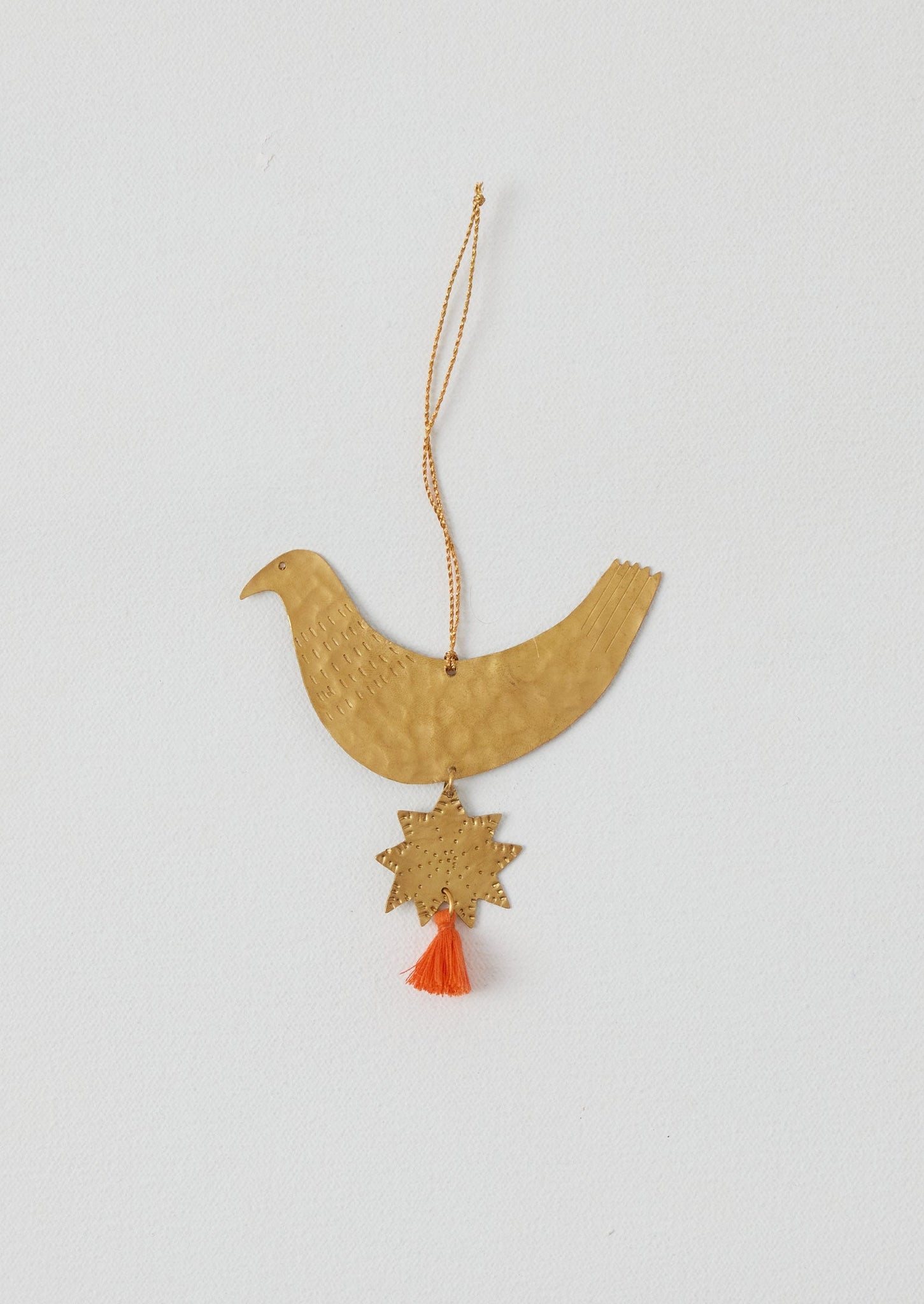 Hammered Metal Hen Decoration | Brass