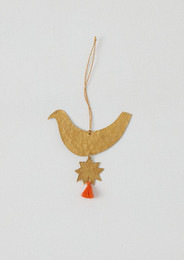 Hammered Metal Hen Decoration | Brass