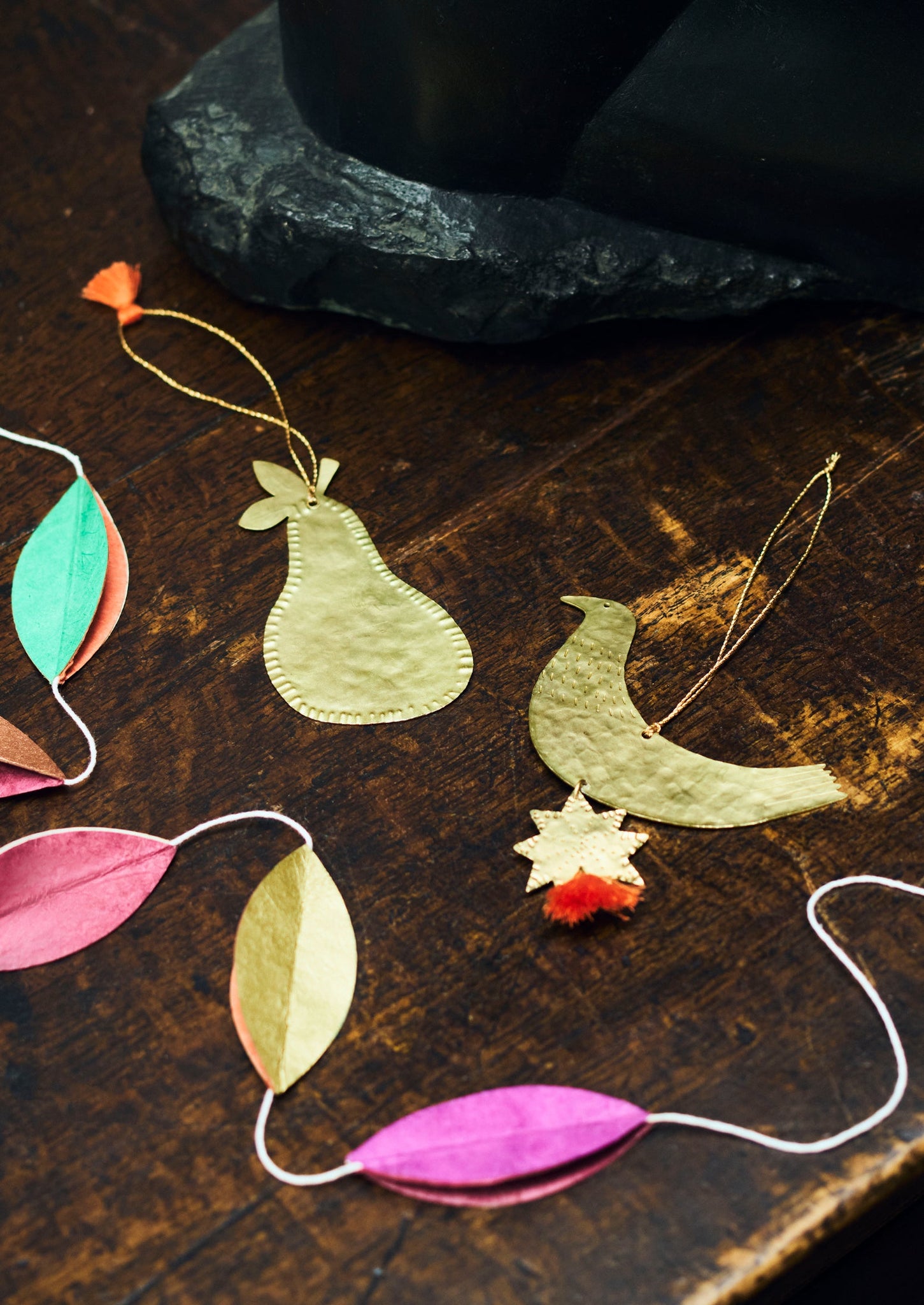 Teardrop Lokta Paper Garland | Plum Multi