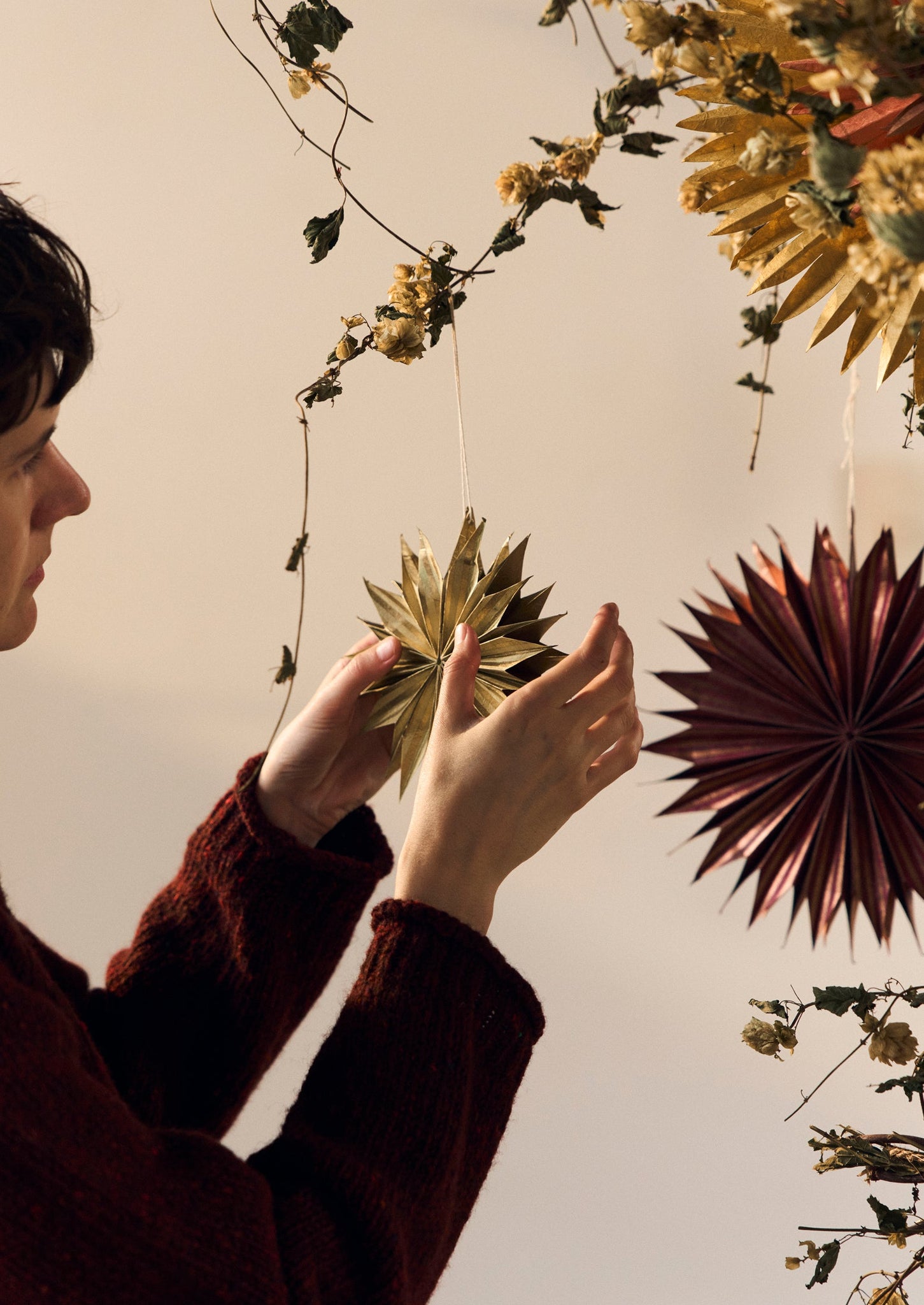 Striped Lokta Paper Star Set | Multi