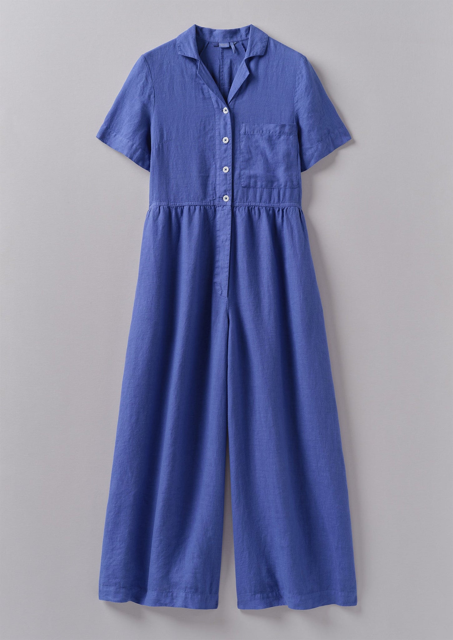 Gathered Waist Lightweight Linen Jumpsuit | Bilberry