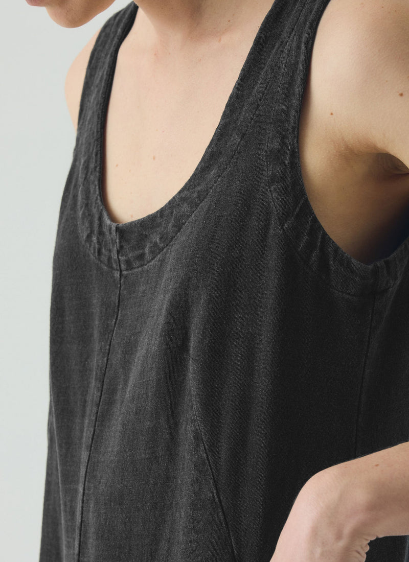 Cotton Jersey Short Jumpsuit | Washed Black