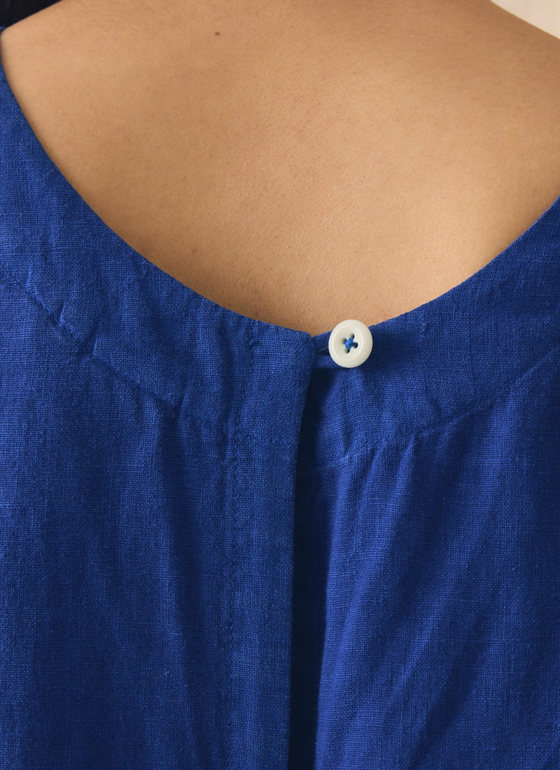 Garment Dyed Linen Scoop Back Jumpsuit | Carmine Blue