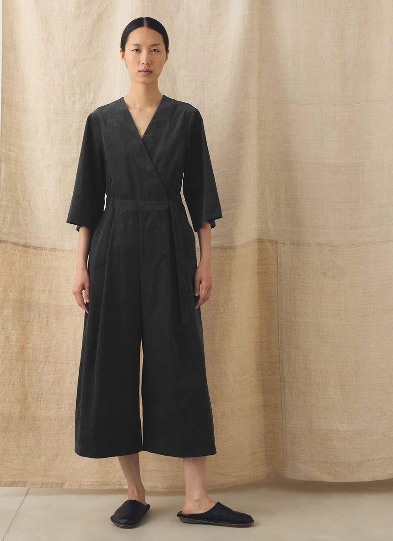 Cord Culotte Jumpsuit | Charcoal