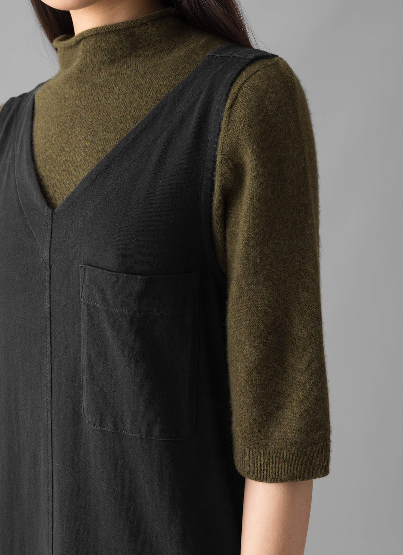 V-Neck Cotton Jersey Dress | Washed Black