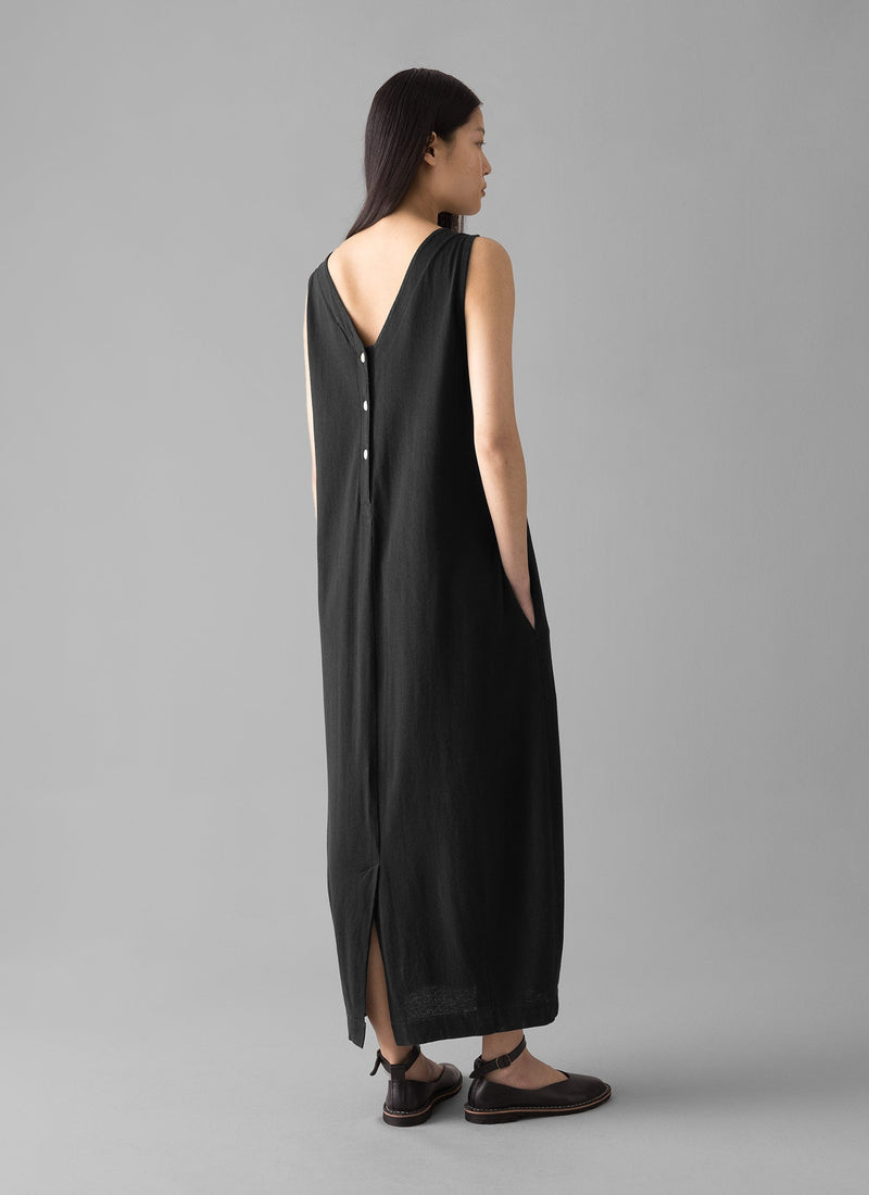 V-Neck Cotton Jersey Dress | Washed Black