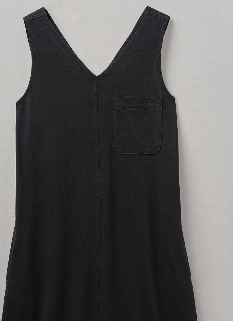 V-Neck Cotton Jersey Dress | Washed Black
