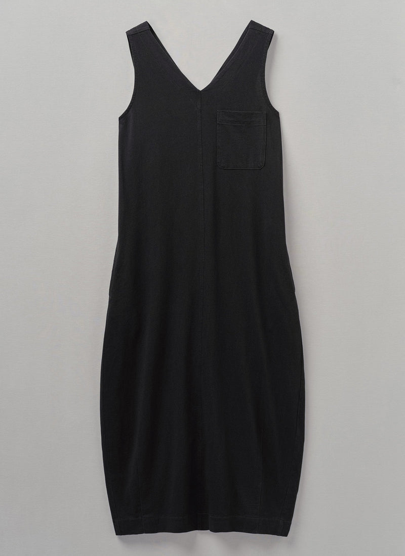 V-Neck Cotton Jersey Dress | Washed Black