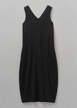 V-Neck Cotton Jersey Dress | Washed Black