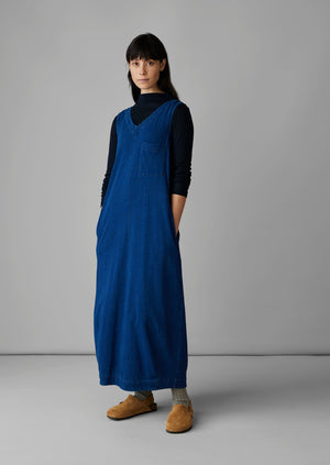 V-Neck Cotton Jersey Dress | Washed Indigo